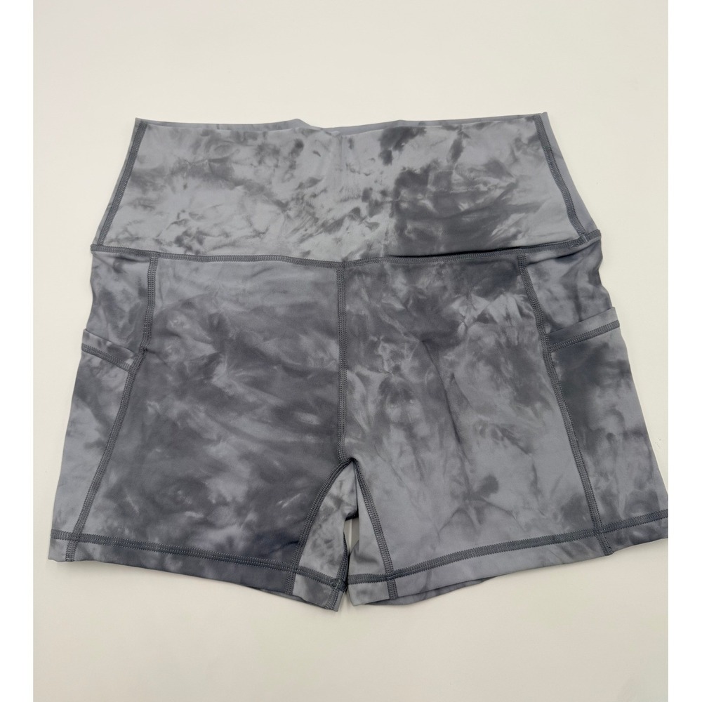 Curves N Combatboots Gray Tie Dye High Waisted Biker Shorts with Pockets Medium